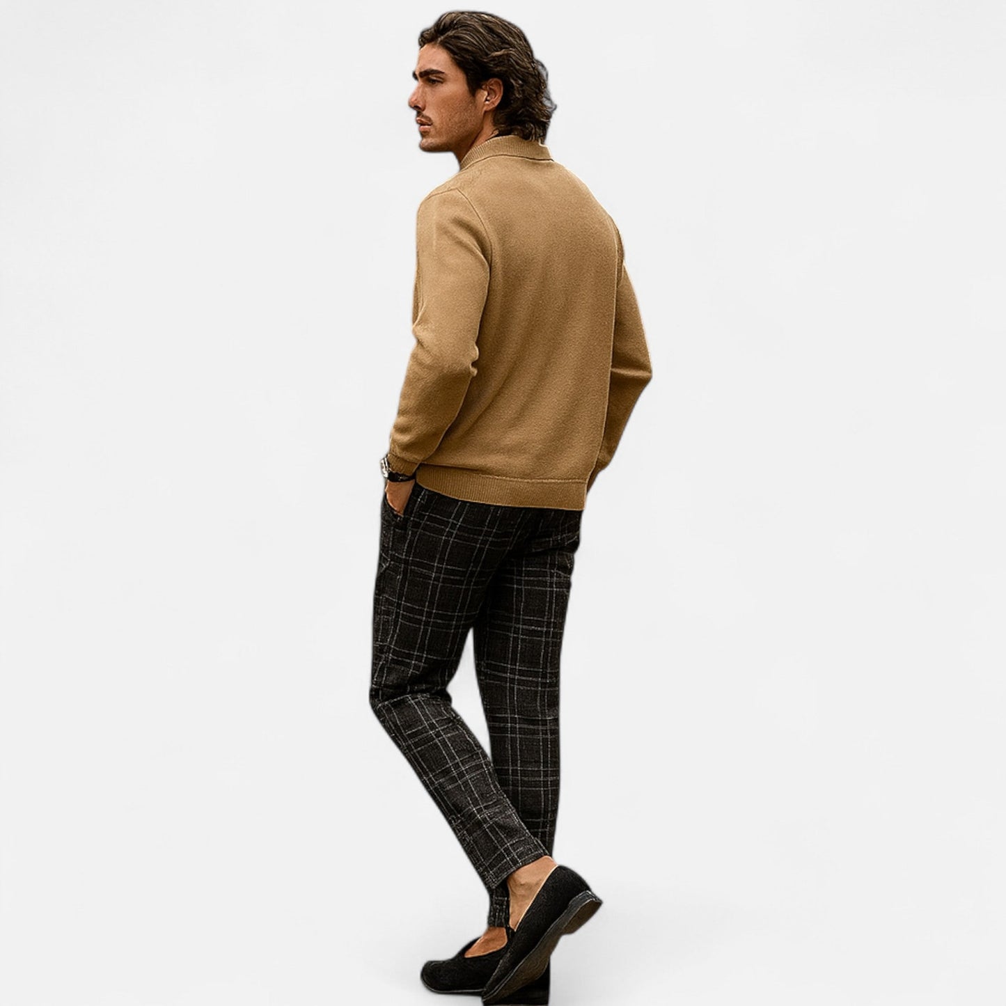 Pantalones Chinos Hombre Slim Fit Cuadro Clásico Stretch