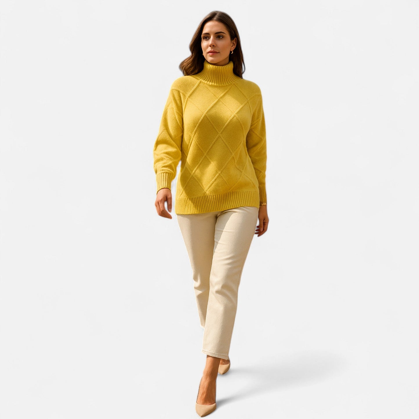 Suéter Mujer de Cachemira Cuello Alto Envolvente