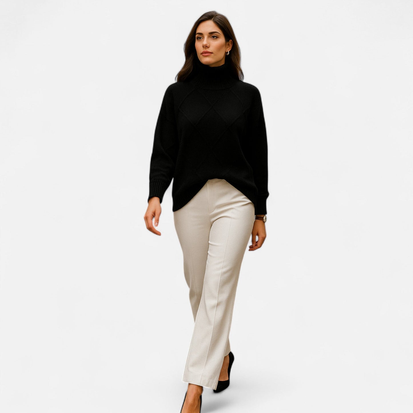 Suéter Mujer de Cachemira Cuello Alto Envolvente