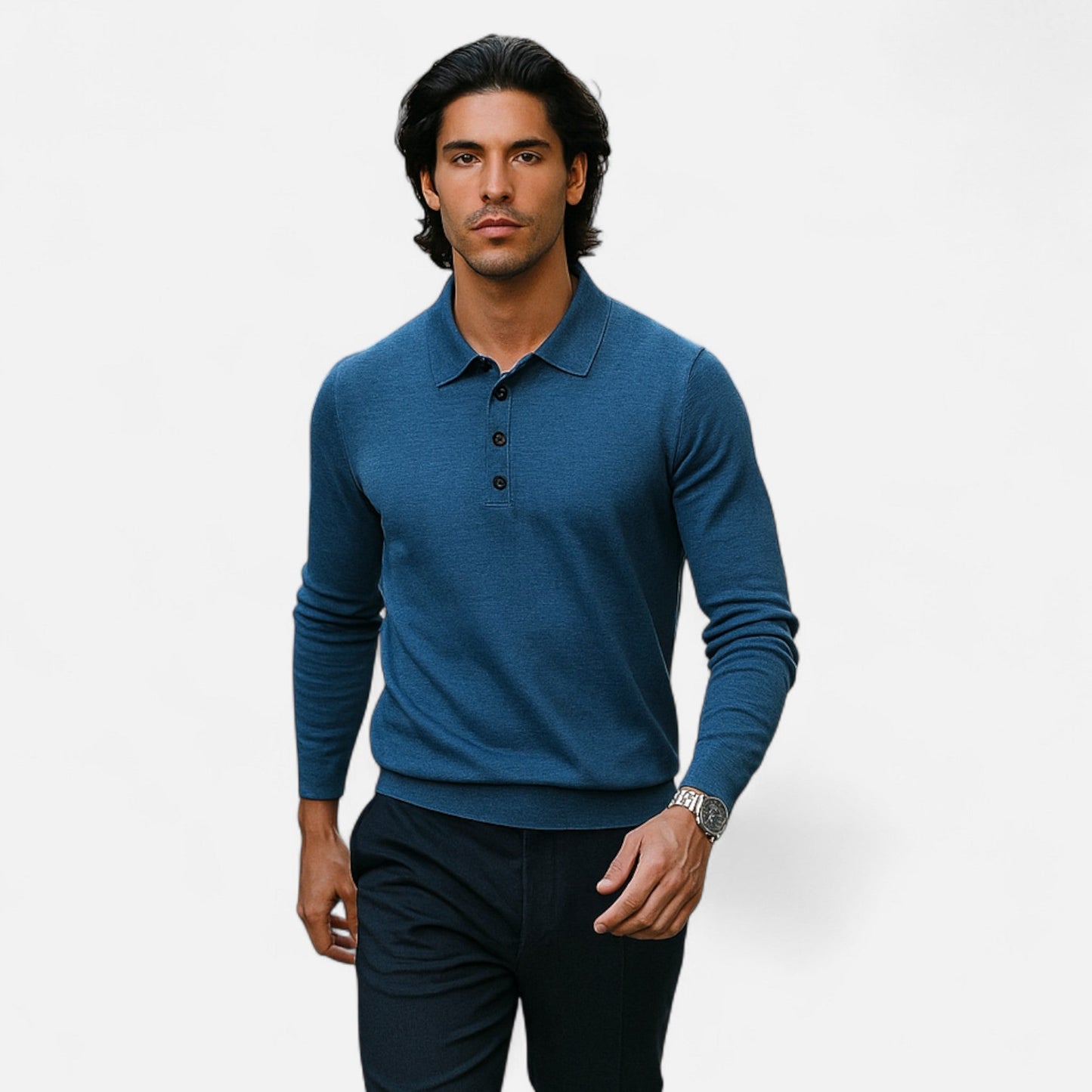 Camisa Polo Hombre Lana Merino Suave Corte Clásico