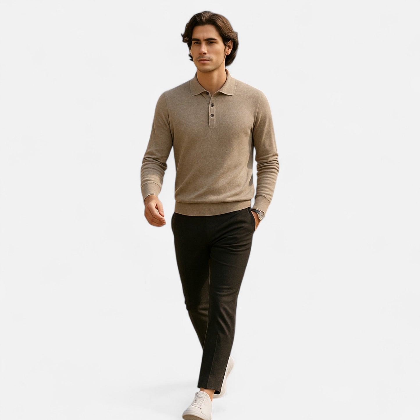 Camisa Polo Hombre Lana Merino Suave Corte Clásico