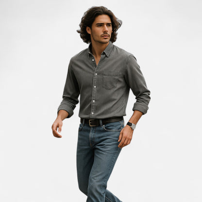 Camisa Hombre Denim Algodón Corte Clásico