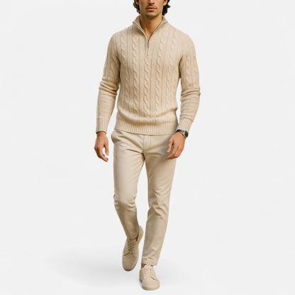 Jersey Hombre Cuello Alto Medio Cremallera Estilo Clásico