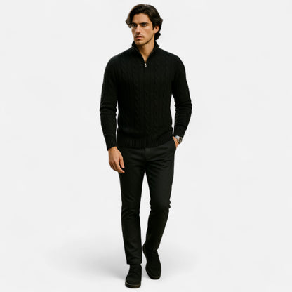 Jersey Hombre Cuello Alto Medio Cremallera Estilo Clásico