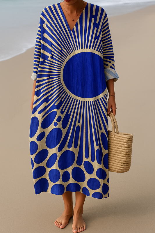 Vestido largo mujer Diseño geométrico Estilo retro cómodo - Mavetta