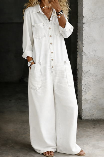 Mono largo mujer de denim con botones estilo casual