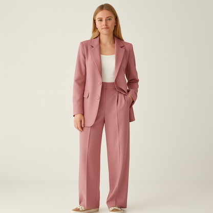 Traje Pantalón Mujer Dos Piezas Americana Solapa Corte Recto - Mavetta