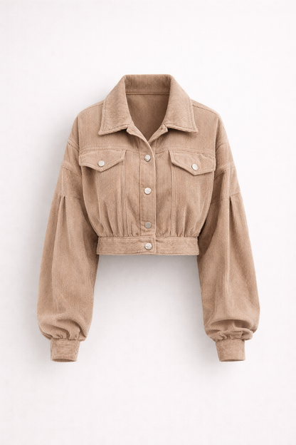 Chaqueta Mujer de Pana Corte Cropped Cuello Solapa Botones