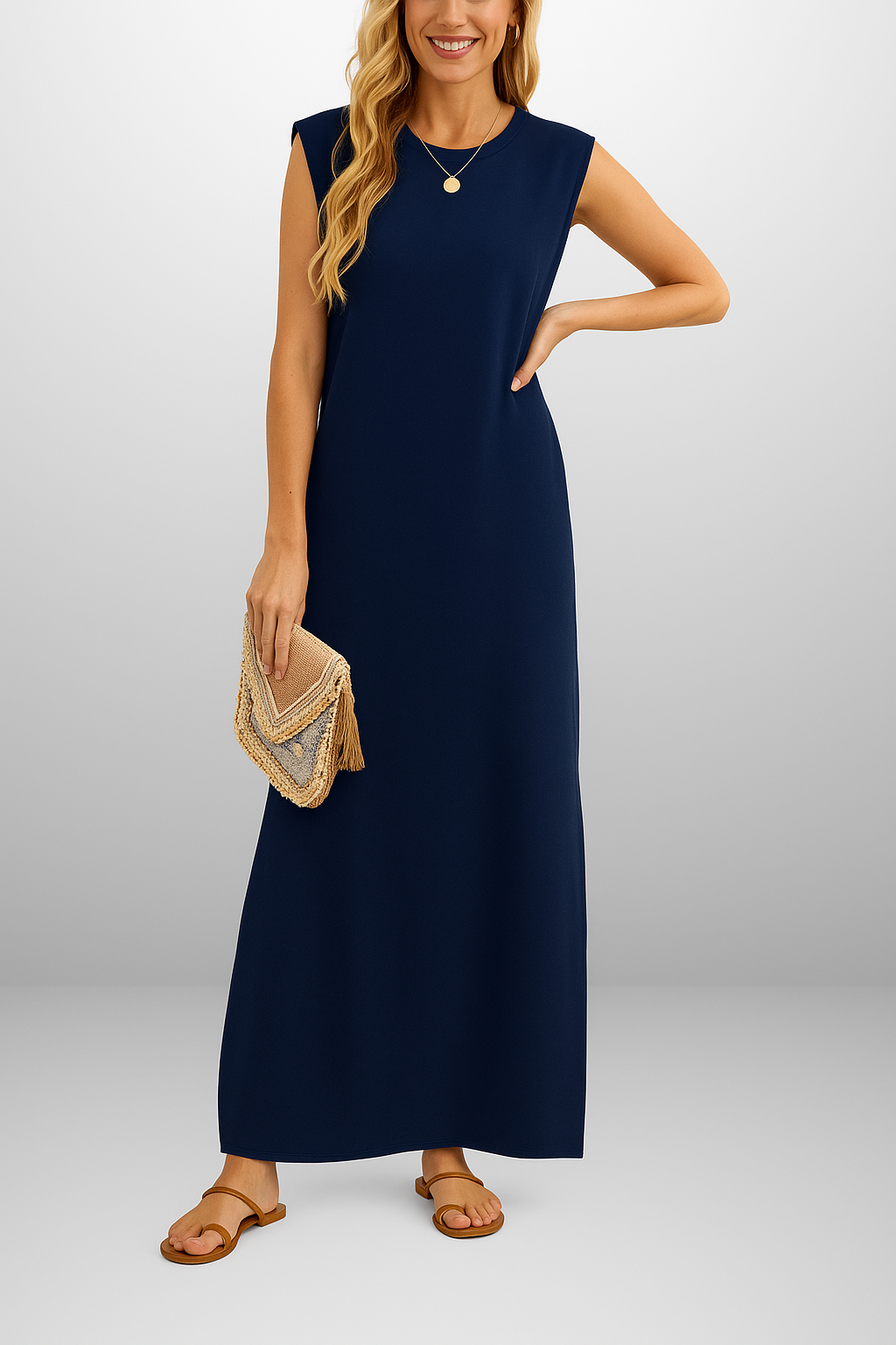 Vestido largo mujer fluido antiarrugas ligero verano viaje