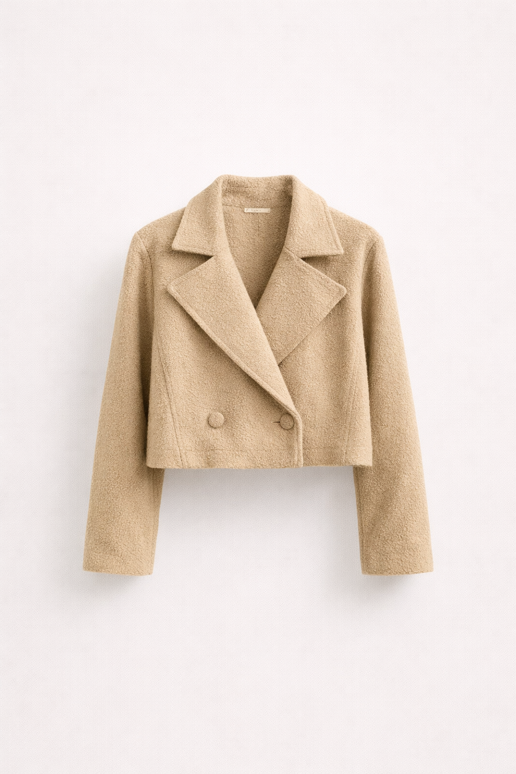 Chaqueta Corta Mujer de Bouclé Solapas Anchas Botones Decorativos