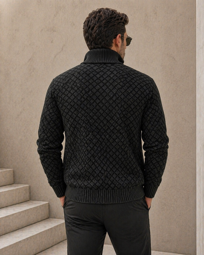 Cárdigan Hombre Jacquard Cuello Alto Cremallera Invierno