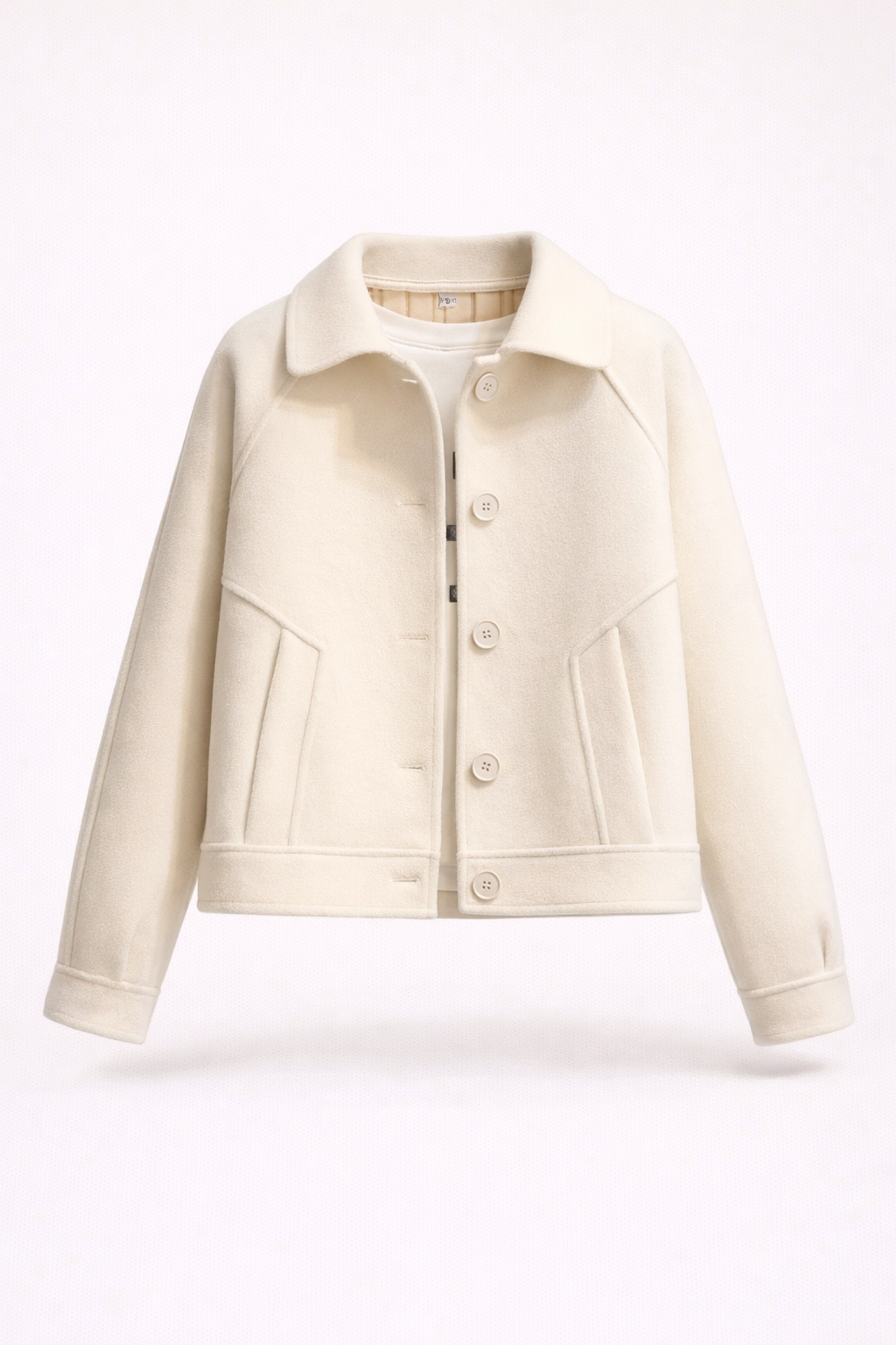 Chaqueta Mujer Mezcla de Lana Botones Cuello Camisero