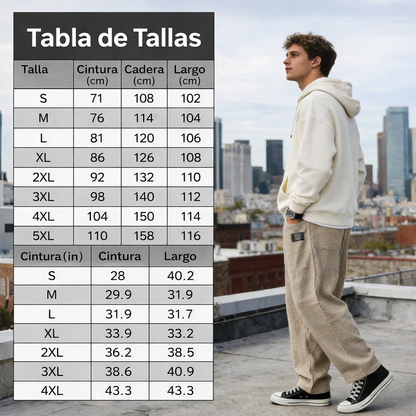Pantalones Hombre de Algodón y Lino Transpirables Corte Comodo
