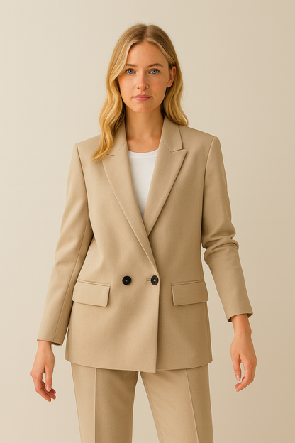 Blazer Mujer Corte Sastre Cruzado Botonadura Doble Oversize - Mavetta