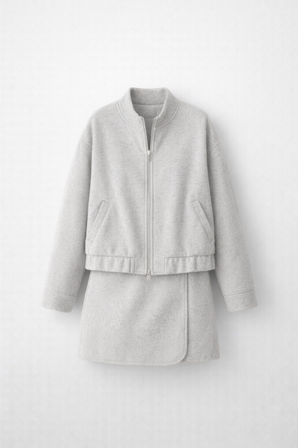 Chaqueta Bomber Mujer Tacto Lana Cremallera Cuello Canalé