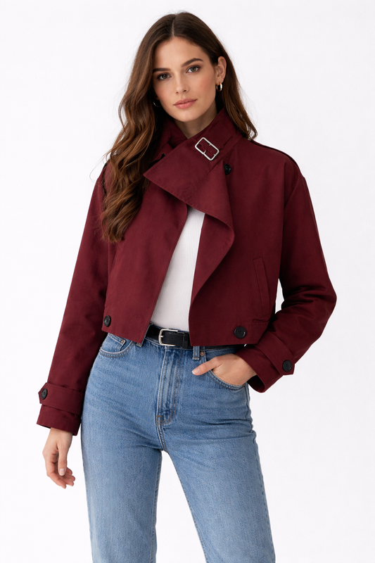 Chaqueta Mujer Utility Corte Holgado Cuello Solapa Botones Frontales - Mavetta