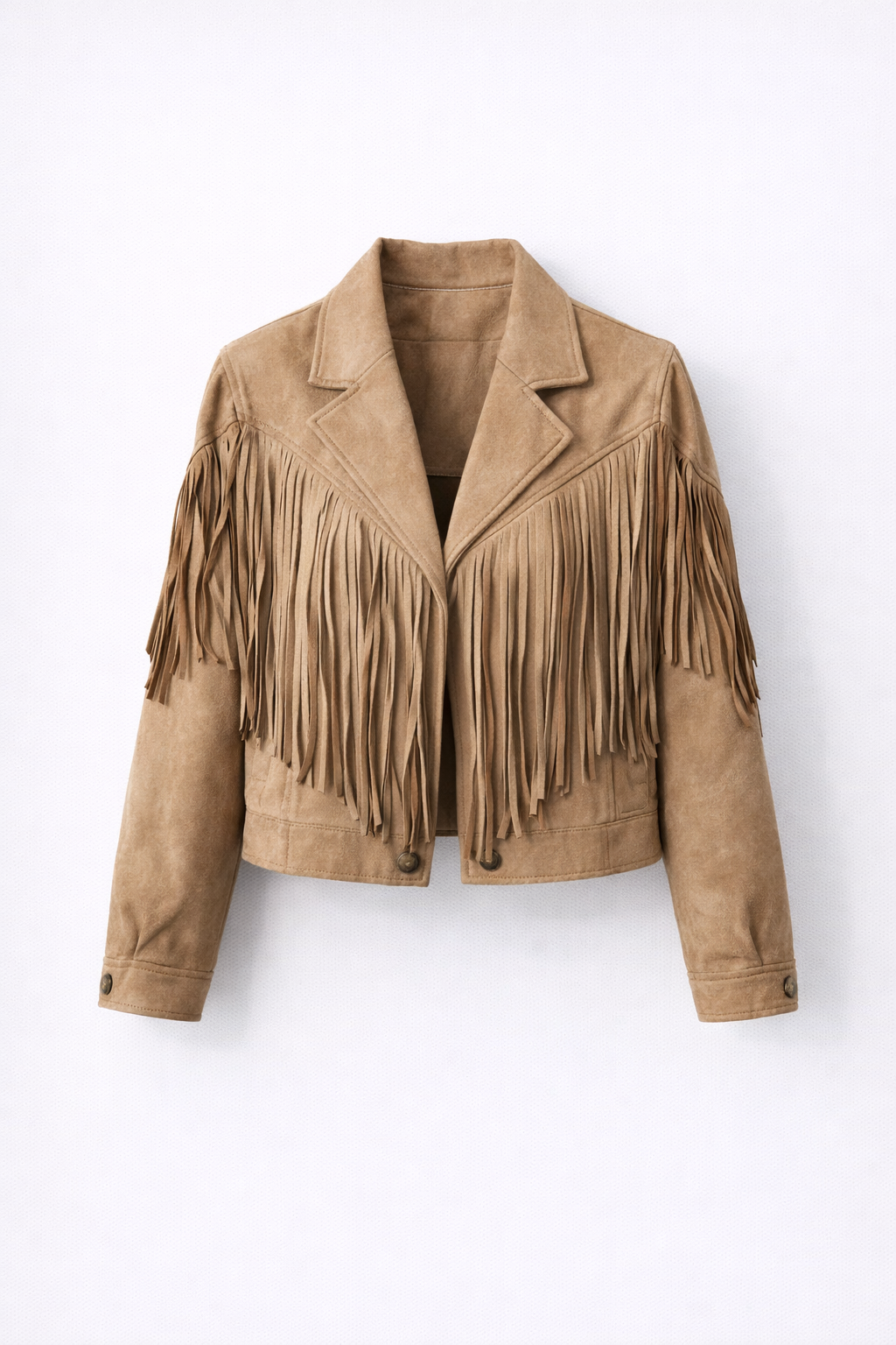 Chaqueta Mujer Antelina Flecos Estilo Western Corte Cropped