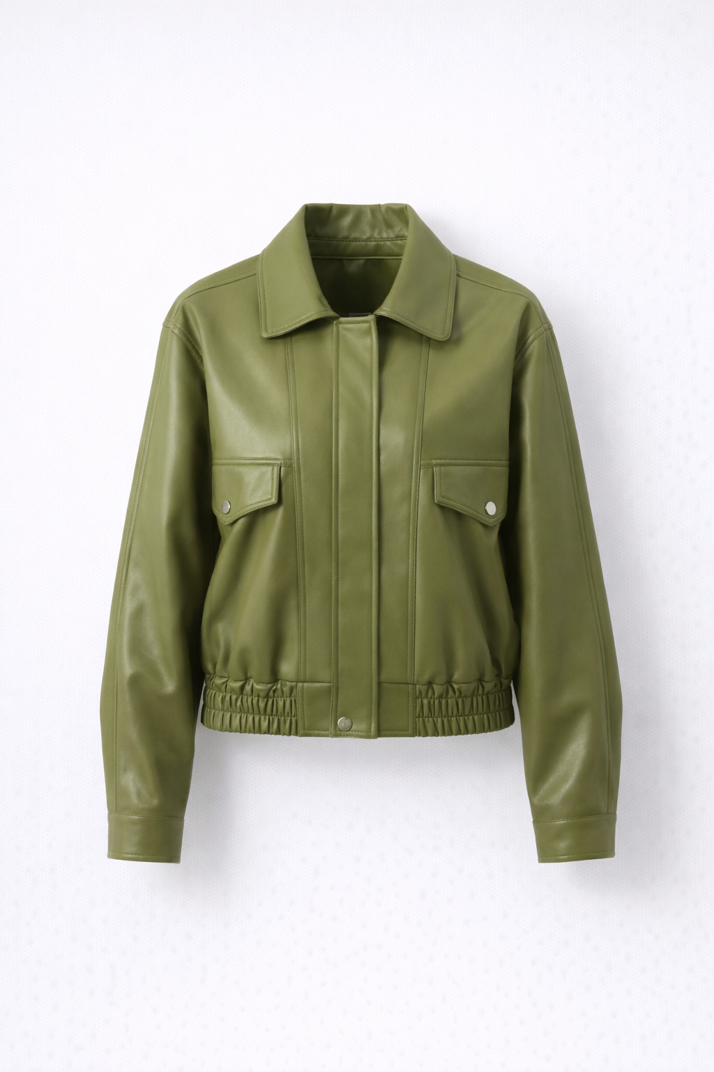 Chaqueta Corta Mujer Efecto Cuero Cuello Solapa Cremallera