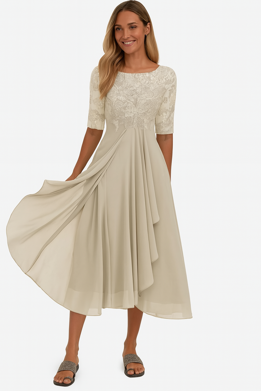Vestido Mujer Corte en A Manga Corta - Mavetta