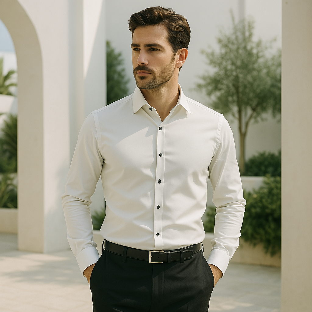 Camisa Hombre Algodón Elástica Sin Arrugas