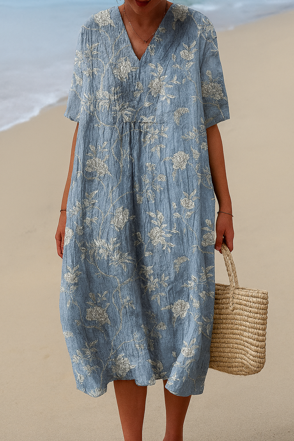 Vestido maxi mujer con estampado geométrico estilo atemporal ligero - Mavetta