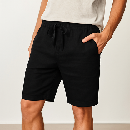 Pantalones Cortos Hombre de Lino Cordón Ajustable Bolsillos Laterales