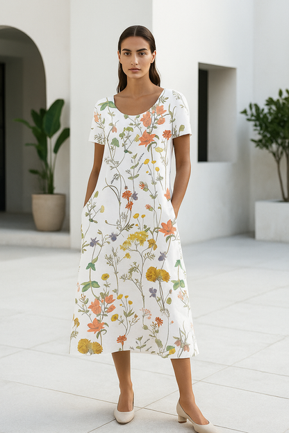 Vestido verano mujer con manga corta y estampado floral