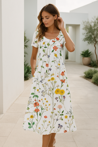 Vestido verano mujer con manga corta y estampado floral