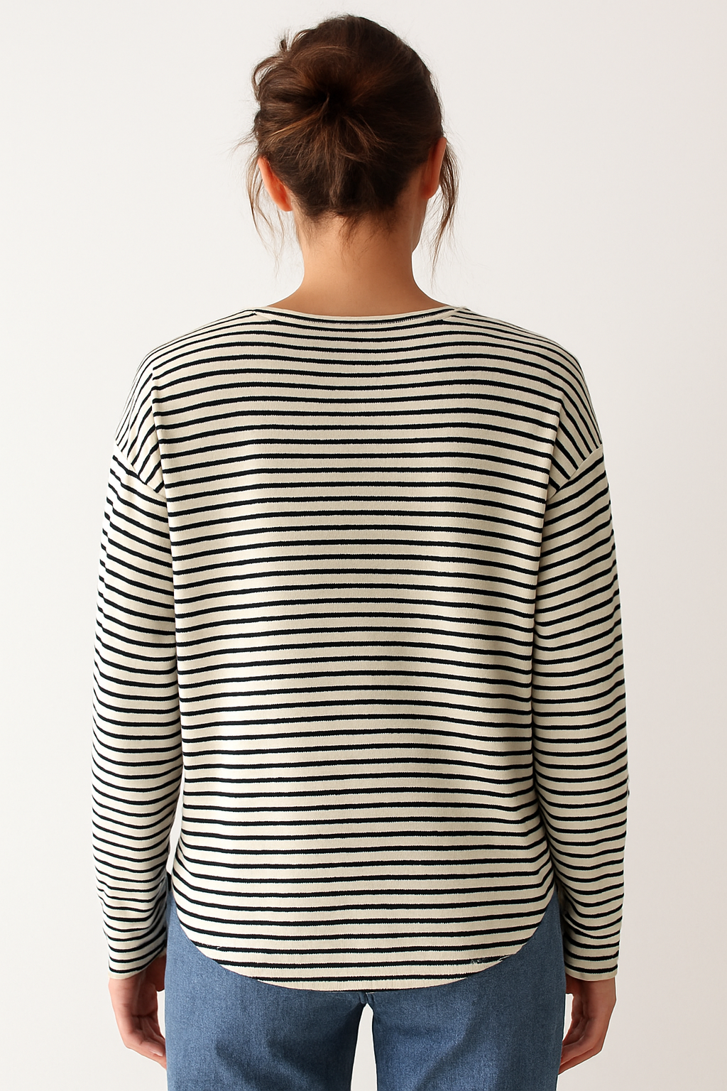 Camiseta Mujer Manga Larga Cuello Redondo Rayas