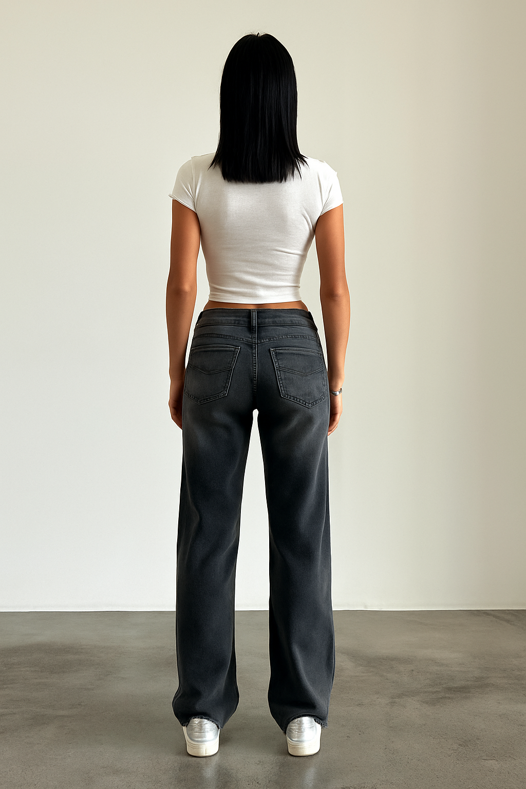 Vaqueros Mujer Denim Elástico Pierna Recta Cintura Baja