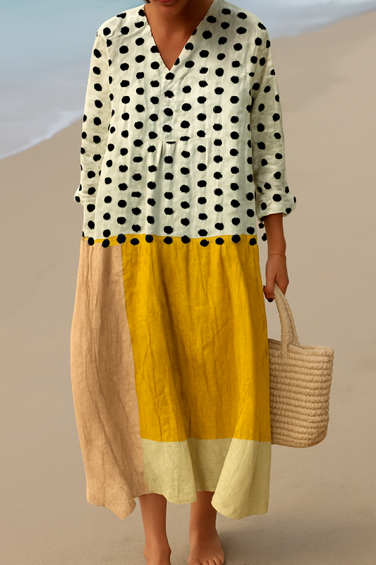 Vestido largo mujer de estampado geométrico estilo vintage - Mavetta