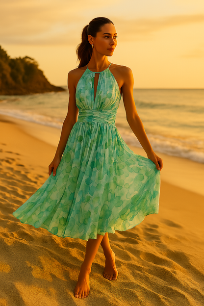 Vestido maxi mujer con pliegues y estampado floral