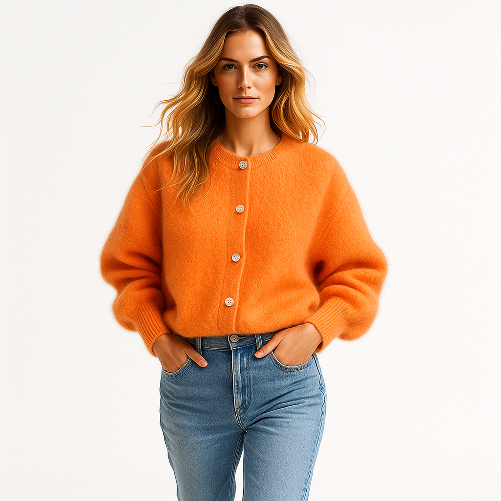 Chaqueta Punto Mujer Botones Nácar Cuello Pico