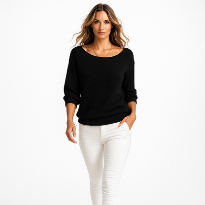Jersey Mujer de Punto Cuello Redondo Manga Francesa