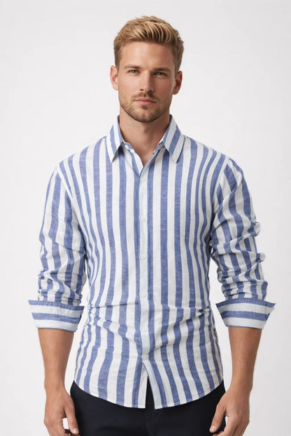 Camisa hombre broadcloth poliéster manga larga botones - Mavetta