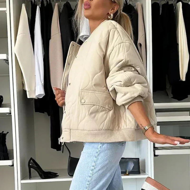 Chaqueta Bomber Mujer Acolchada Forrada con Cremallera