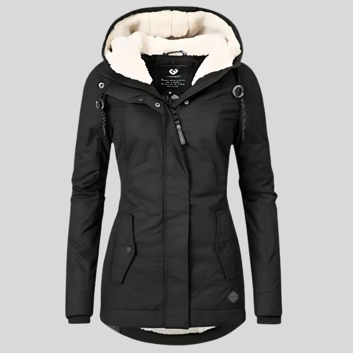 Chaqueta Mujer Impermeable Larga con Capucha Ajuste Regular