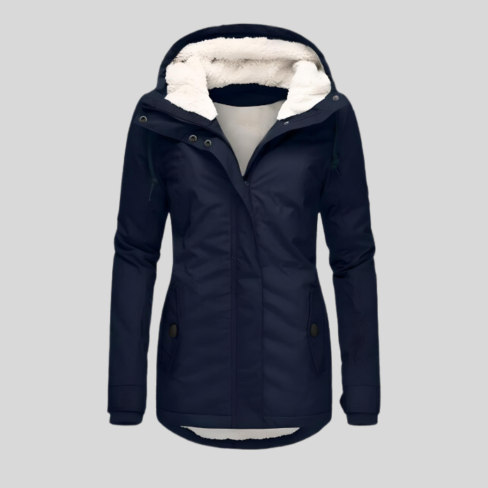 Chaqueta Mujer Impermeable Larga con Capucha Ajuste Regular