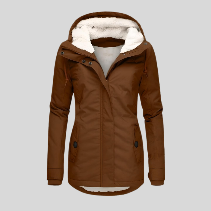 Chaqueta Mujer Impermeable Larga con Capucha Ajuste Regular
