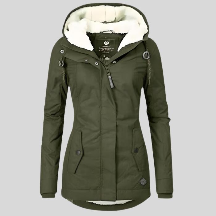 Chaqueta Mujer Impermeable Larga con Capucha Ajuste Regular