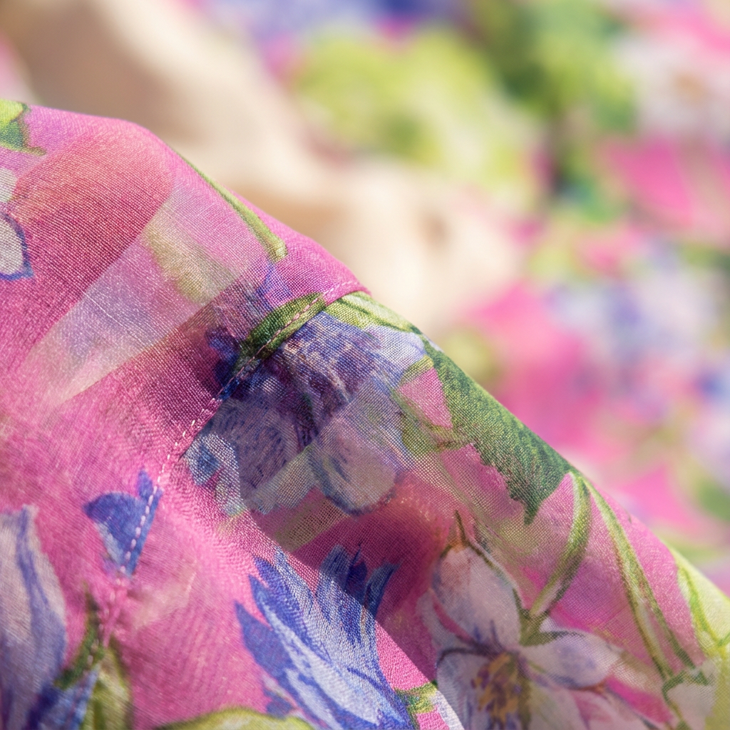 Vestido Maxi Mujer de Gasa Floral Un Hombro