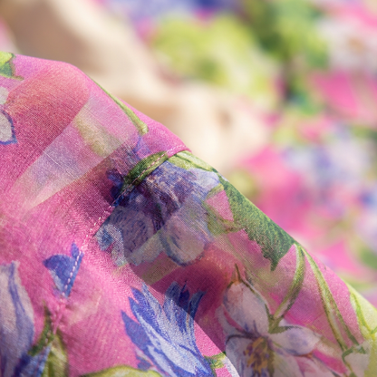 Vestido Maxi Mujer de Gasa Floral Un Hombro