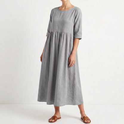 Vestido Midi Mujer Holgado Manga Media