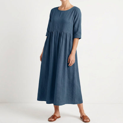 Vestido Midi Mujer Holgado Manga Media