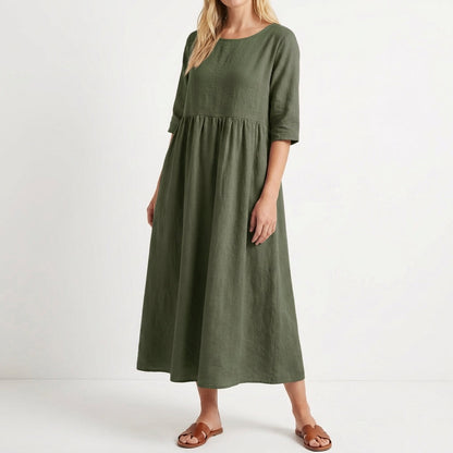 Vestido Midi Mujer Holgado Manga Media