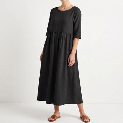 Vestido Midi Mujer Holgado Manga Media
