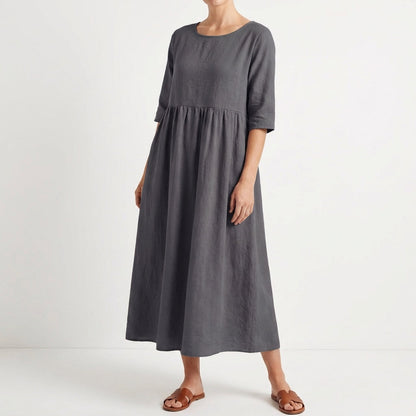 Vestido Midi Mujer Holgado Manga Media
