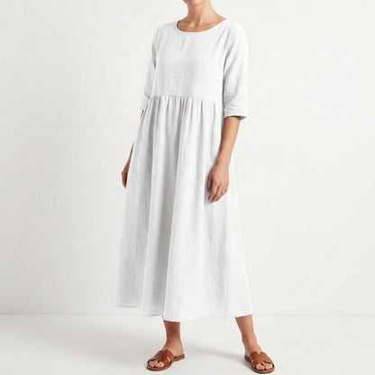 Vestido Midi Mujer Holgado Manga Media