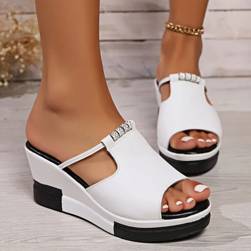 Sandalias Mujer Plataforma Tira en T Punta Abierta
