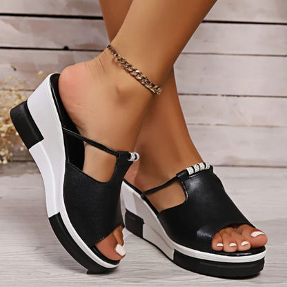Sandalias Mujer Plataforma Tira en T Punta Abierta